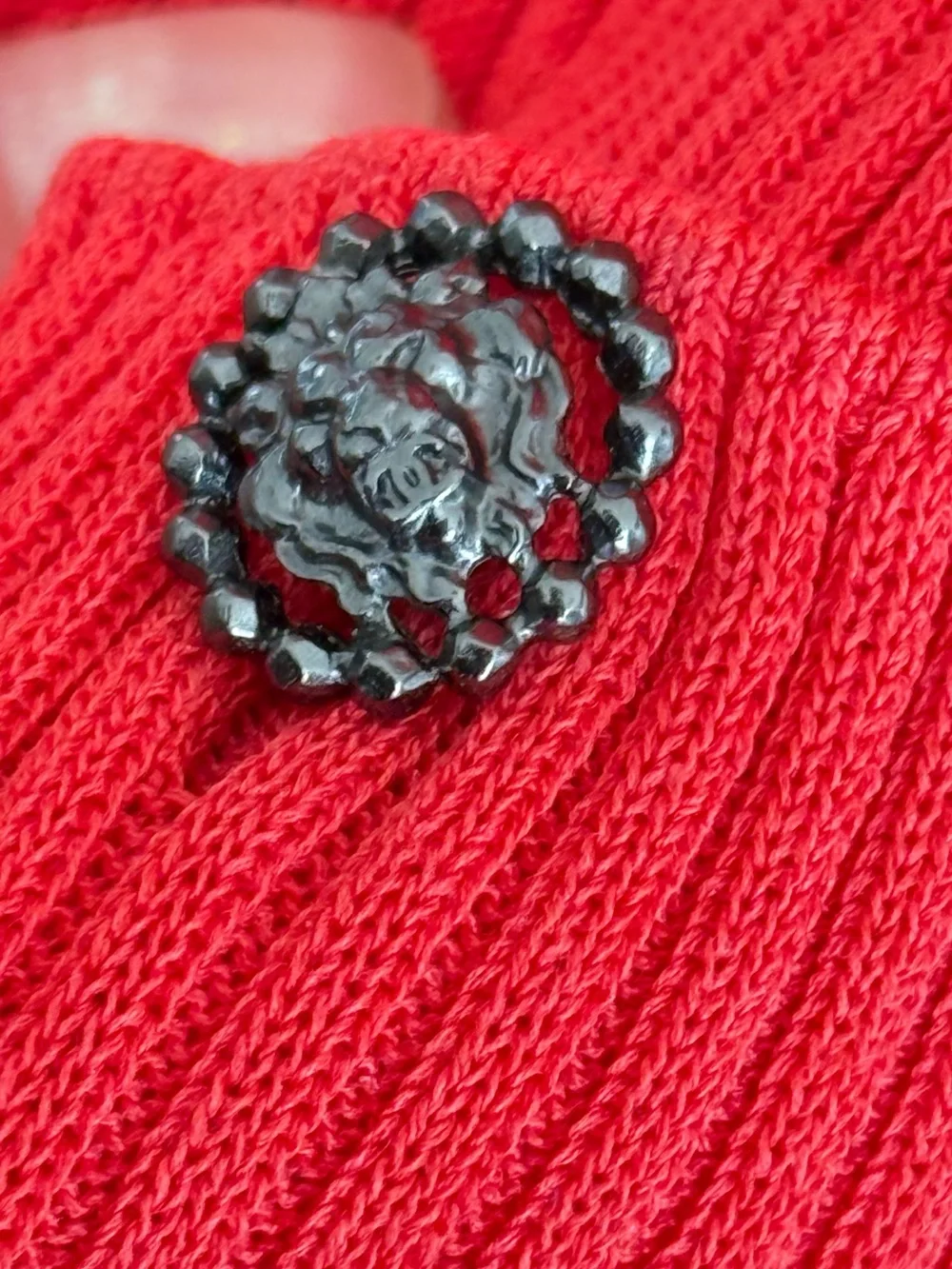 Chanel 2010 Red CC Logo Knit Cardigan Sweater Size 36